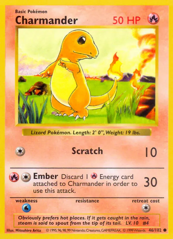 Charmander #46 Base Set Shadowless Pokémon card