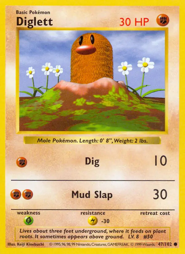Diglett #47 Base Set Shadowless Pokémon card