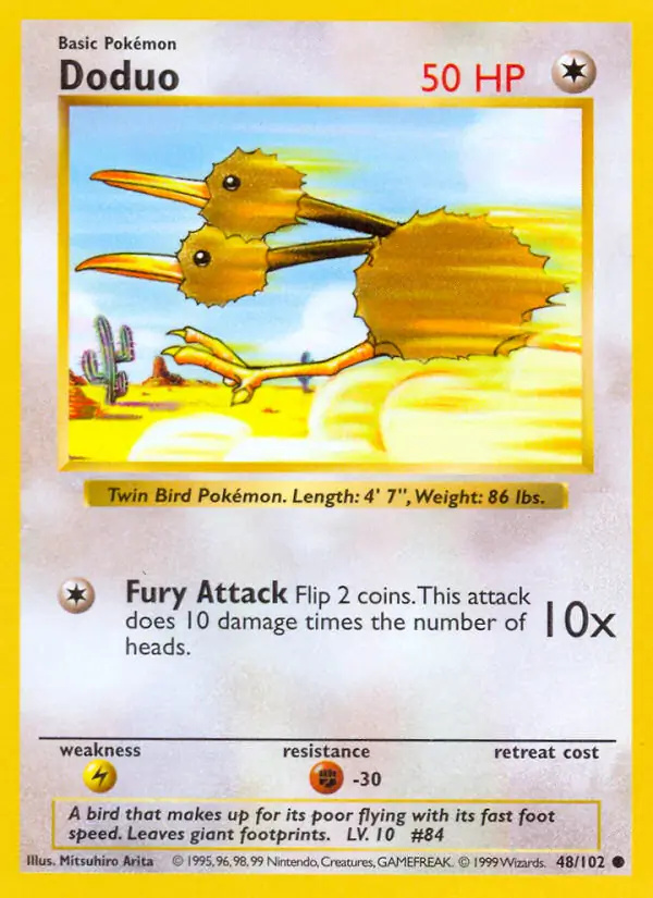 Doduo #48 Base Set Shadowless Pokémon card