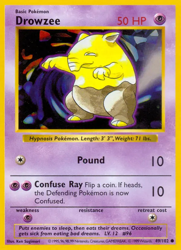 Drowzee #49 Base Set Shadowless Pokémon card