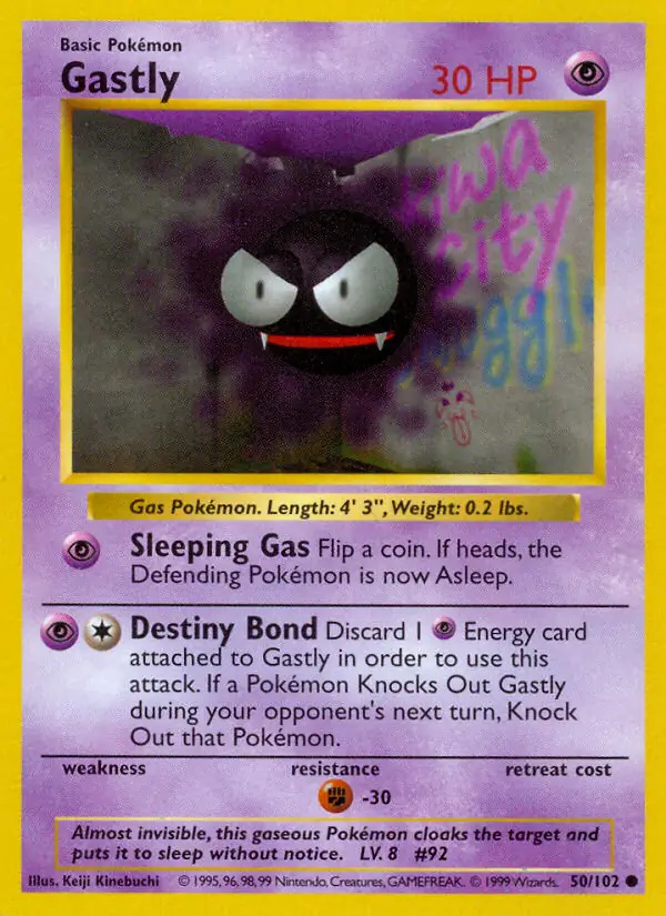 Gastly #50 Base Set Shadowless Pokémon card