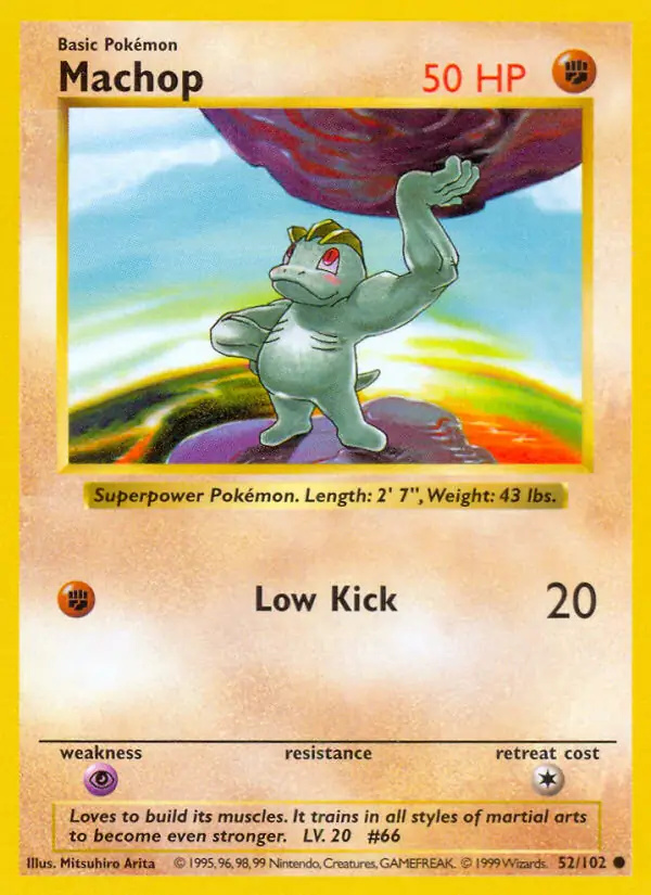 Machop #52 Base Set Shadowless Pokémon card