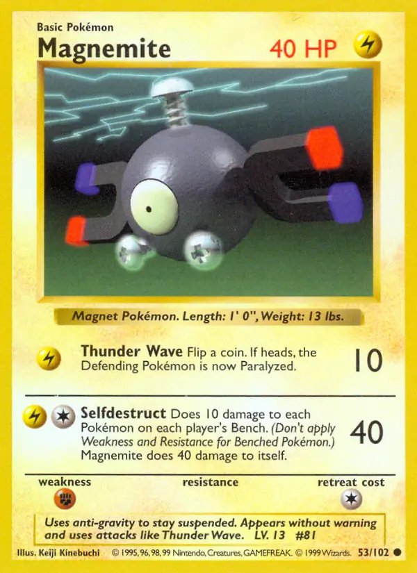 Magnemite #
                                53 Base Set Shadowless Pokémon card