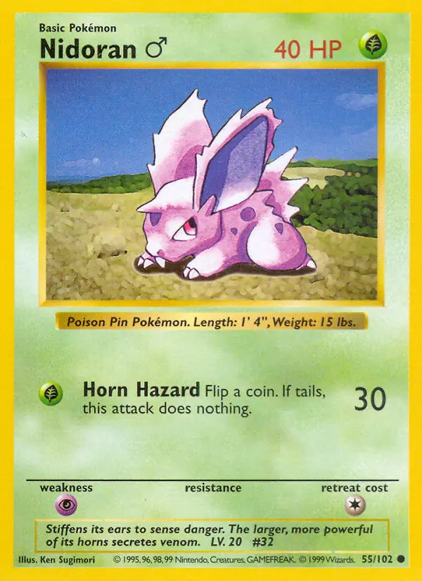 Nidoran♂ #
                                55 Base Set Shadowless Pokémon card