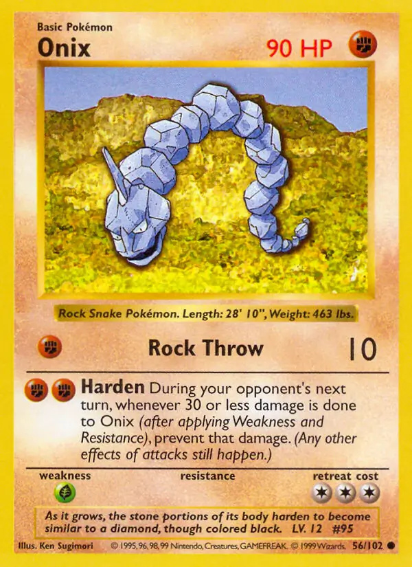 Onix #56 Base Set Shadowless Pokémon card