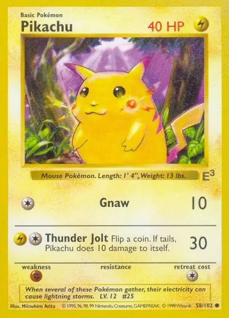 Pikachu #
                                58 Red Cheeks Base Set Shadowless Pokémon card