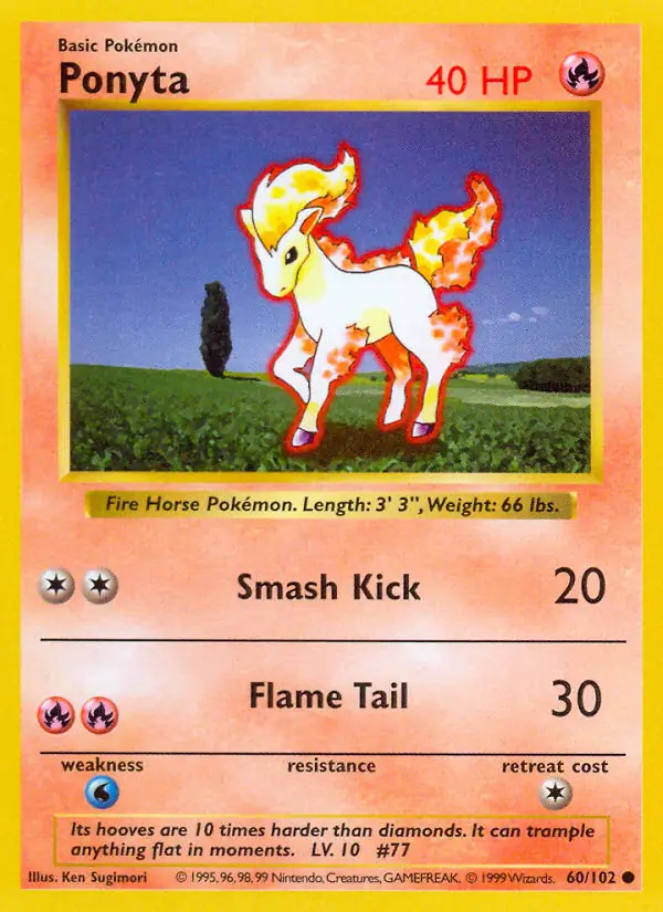 Ponyta #
                                60 Base Set Shadowless Pokémon card