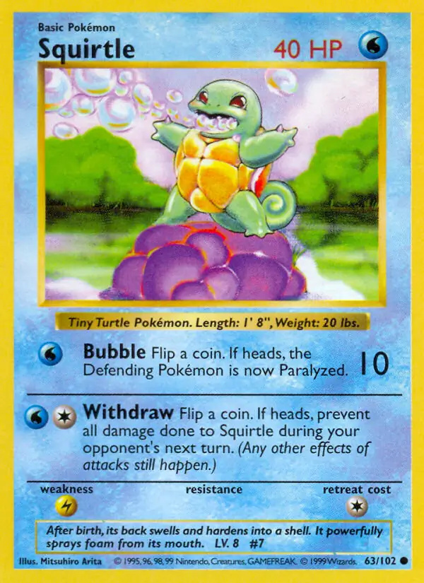 Squirtle #63 Base Set Shadowless Pokémon card