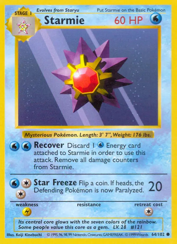 Starmie #
                                64 Base Set Shadowless Pokémon card