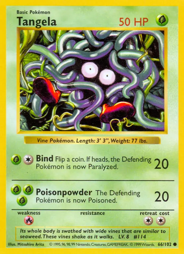 Tangela #
                                66 Base Set Shadowless Pokémon card