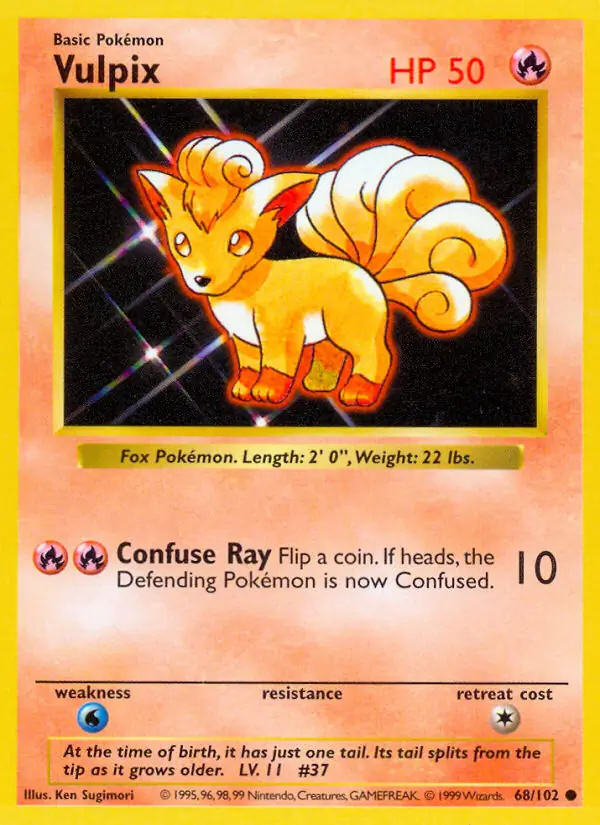 Vulpix #68 Base Set Shadowless Pokémon card
