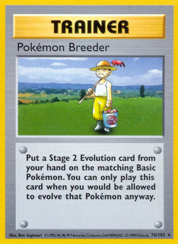 Pokémon Breeder #76 Base Set Shadowless Pokémon card