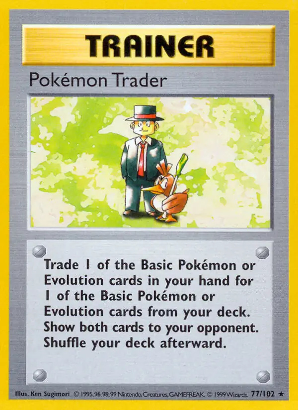 Pokémon Trader #77 Base Set Shadowless Pokémon card