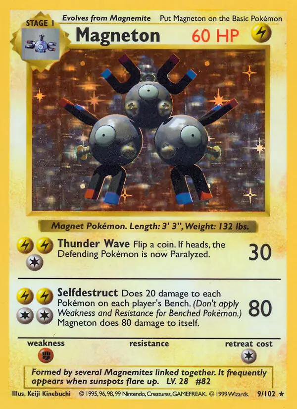 Magneton #9 Base Set Shadowless Pokémon card