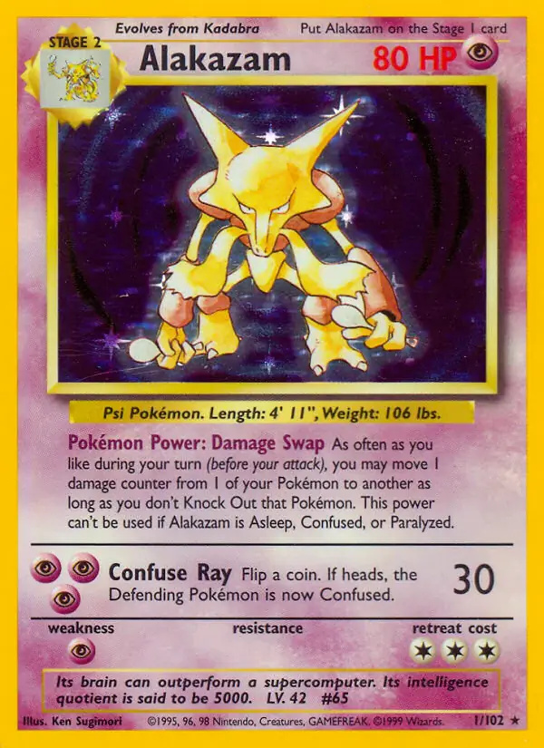 Alakazam #1 Base Set Unlimited Pokémon card