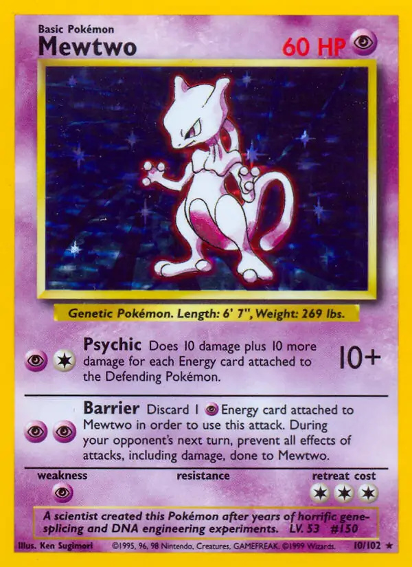 Mewtwo #10 Base Set Unlimited Pokémon card