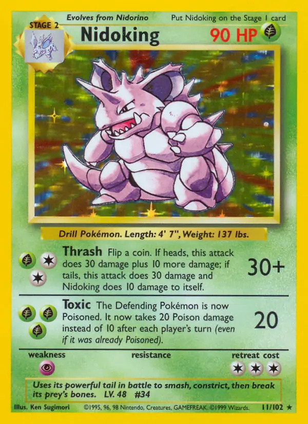 Nidoking #11 Base Set Unlimited Pokémon card