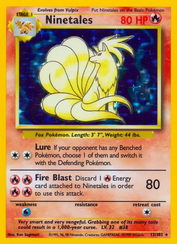Ninetales #12 Base Set Unlimited Pokémon card