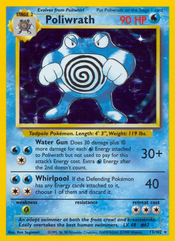Poliwrath #13 Base Set Unlimited Pokémon card