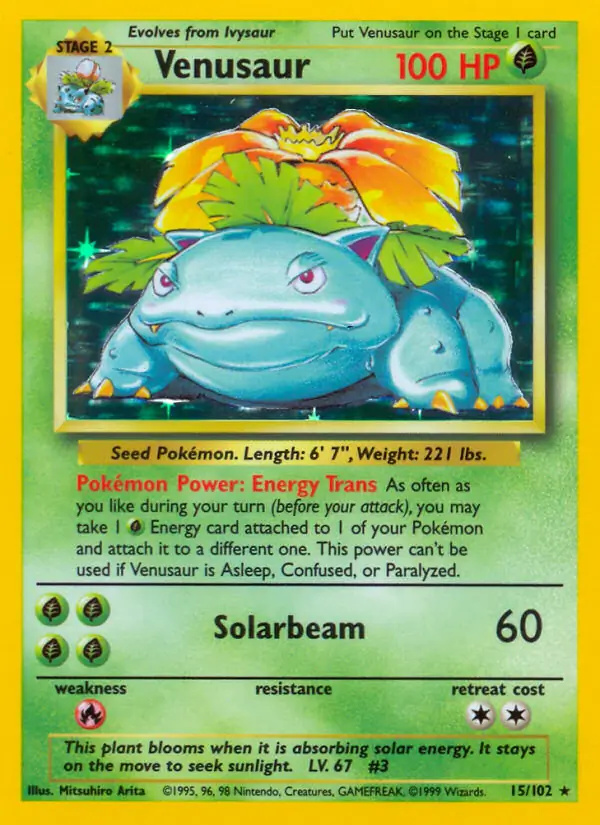 Venusaur #15 Base Set Unlimited Pokémon card