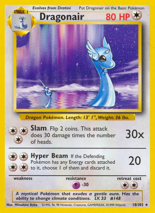 Dragonair #18 Base Set Unlimited Pokémon card