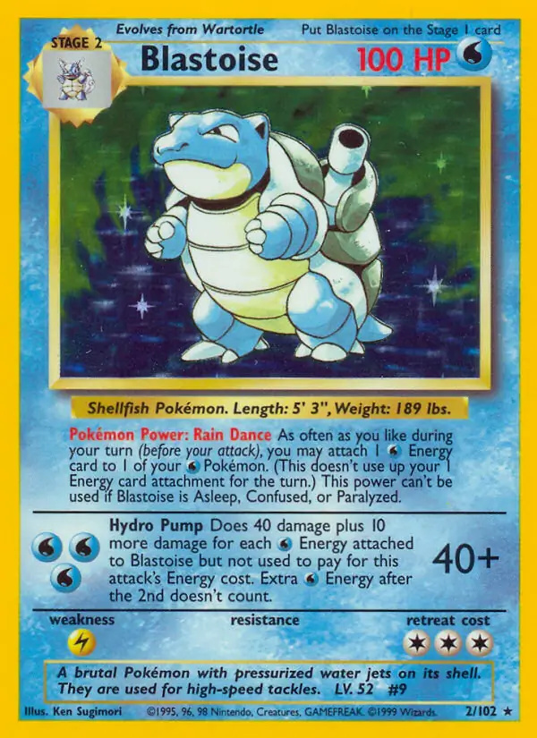 Blastoise #2 Base Set Unlimited Pokémon card