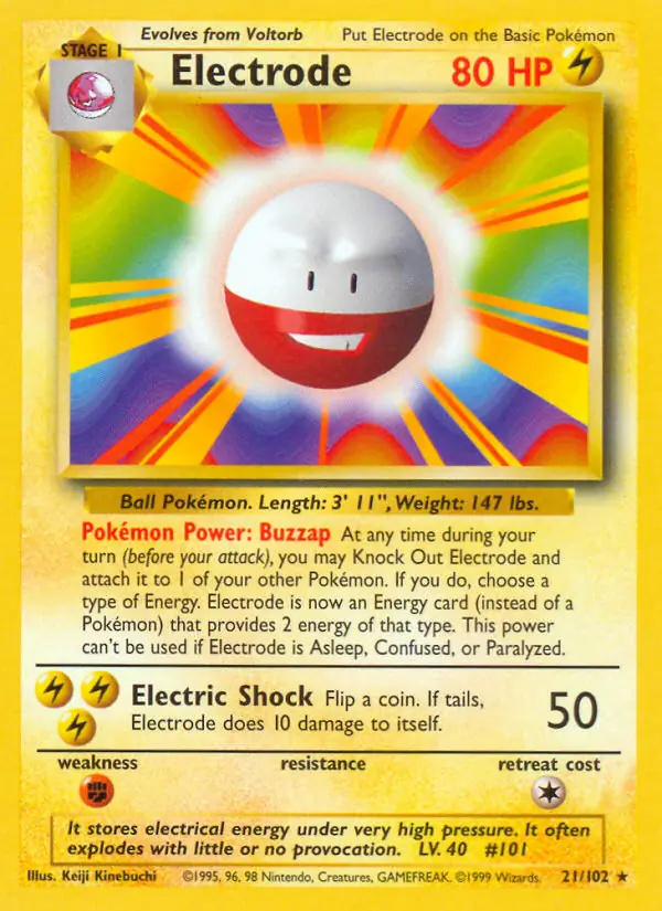 Electrode #21 Base Set Unlimited Pokémon card