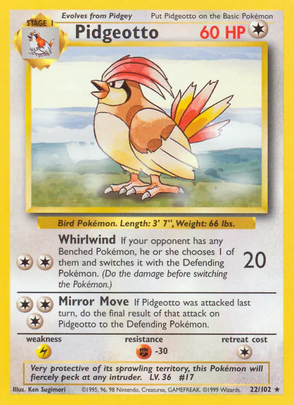 Pidgeotto #22 Base Set Unlimited Pokémon card