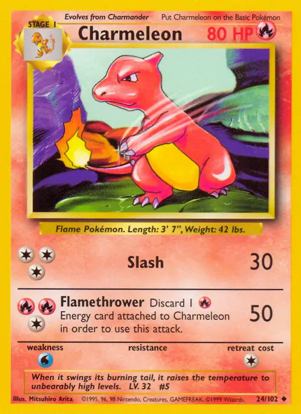 Charmeleon #24 Base Set Unlimited Pokémon card