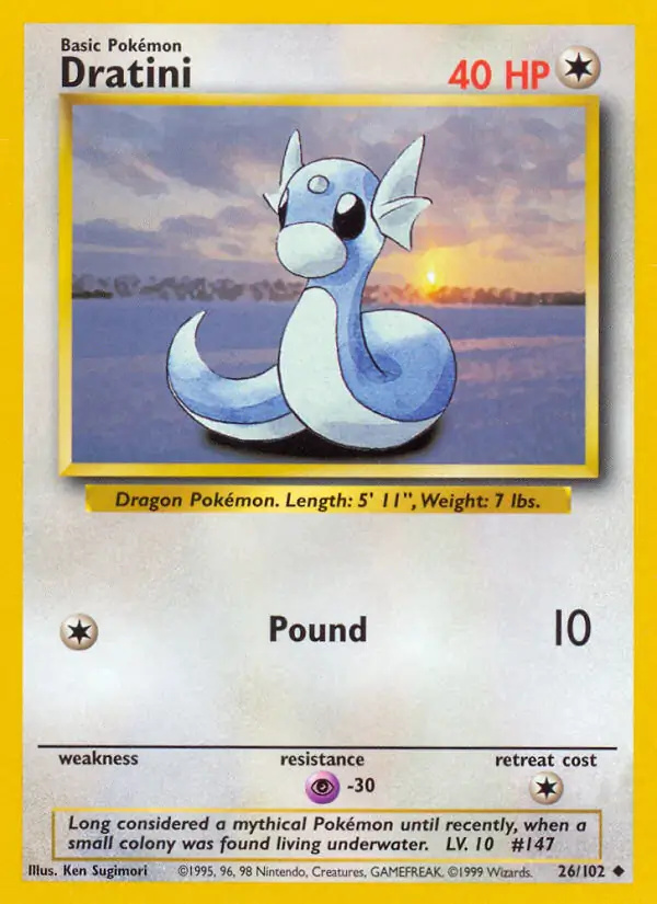 Dratini #26 Base Set Unlimited Pokémon card