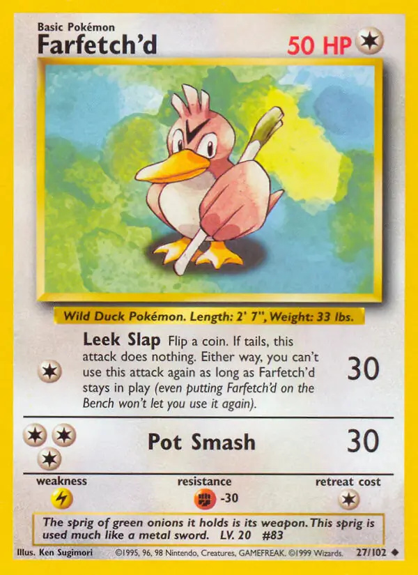 Farfetch'd #27 Base Set Unlimited Pokémon card
