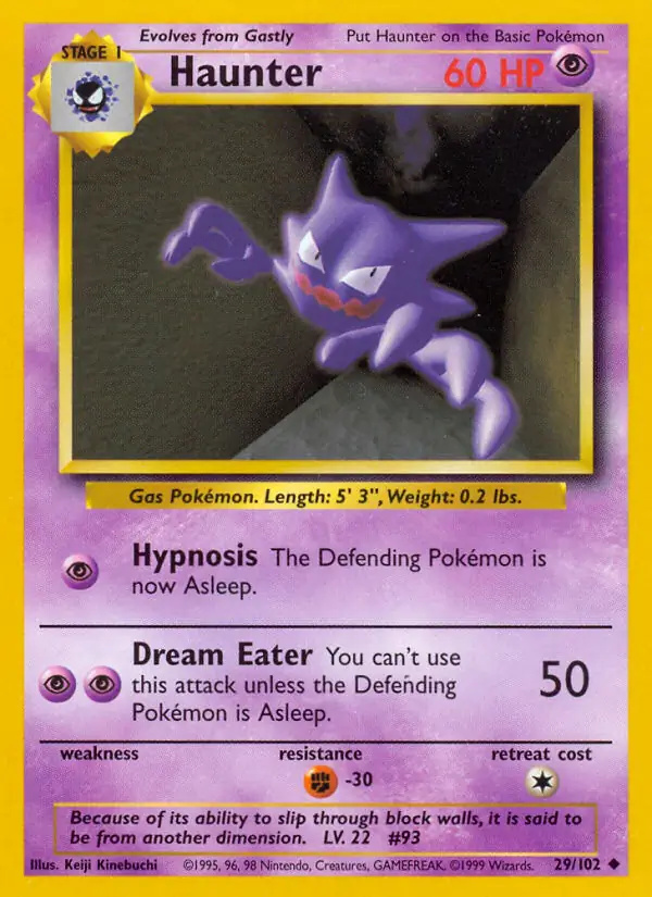 Haunter #29 Base Set Unlimited Pokémon card