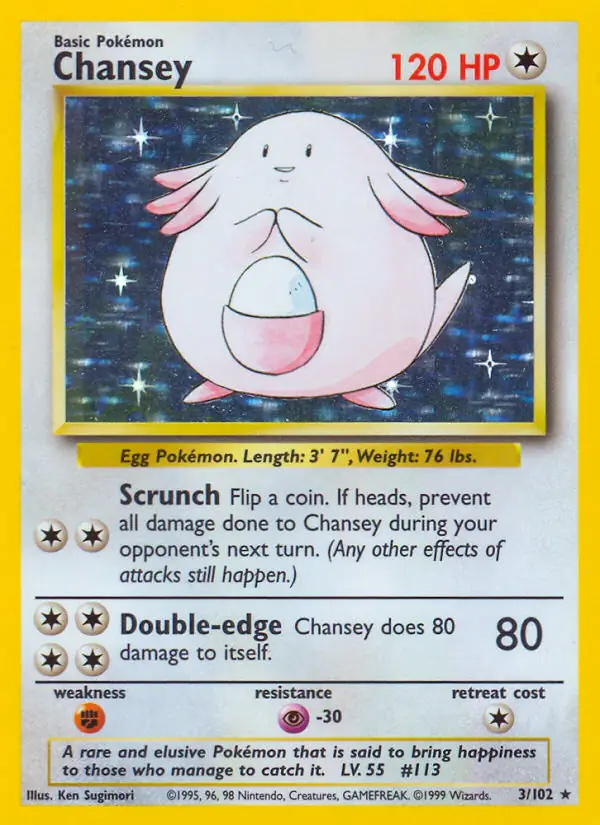 Chansey #3 Base Set Unlimited Pokémon card