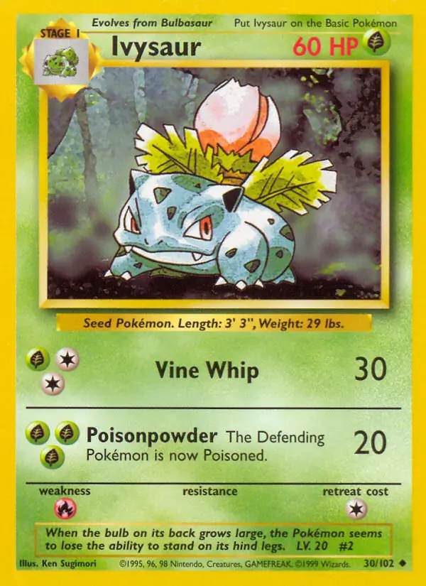 Ivysaur #30 Base Set Unlimited Pokémon card
