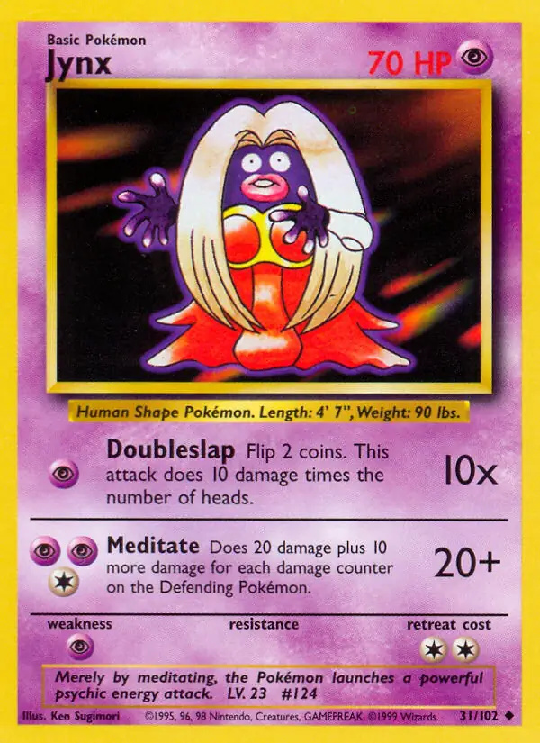 Jynx #31 Base Set Unlimited Pokémon card