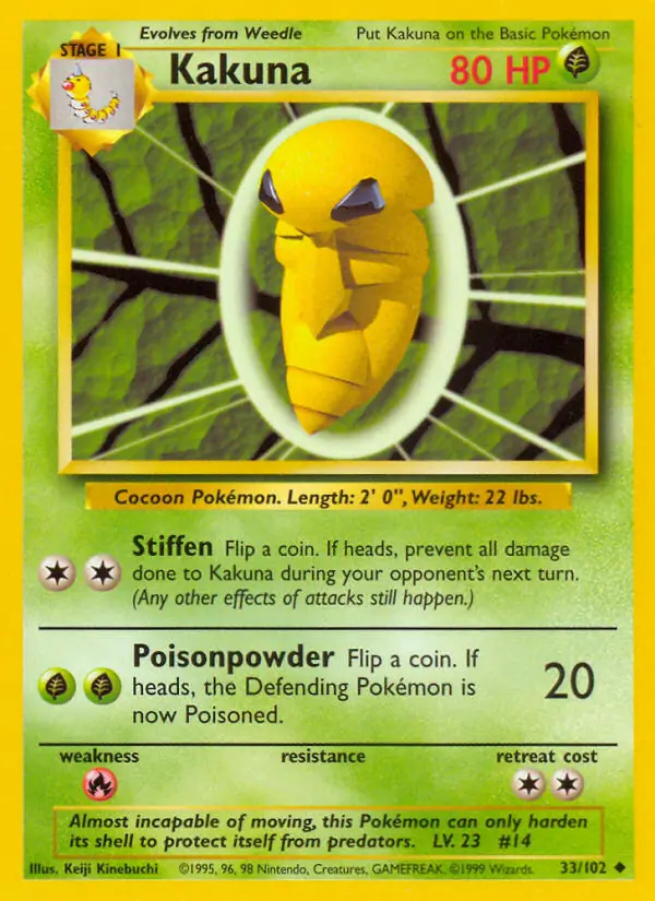 Kakuna #33 Base Set Unlimited Pokémon card