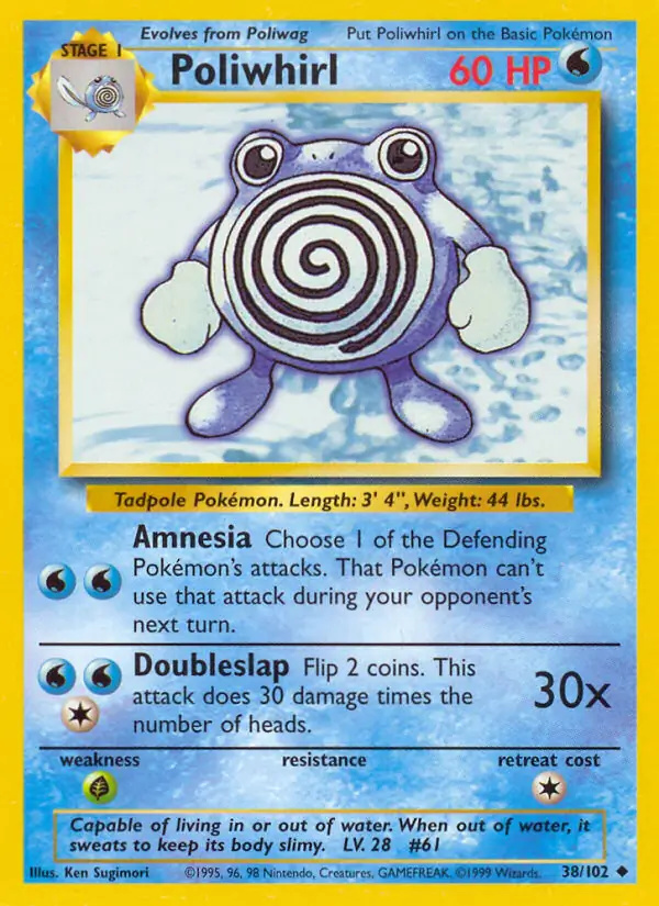 Poliwhirl #38 Base Set Unlimited Pokémon card
