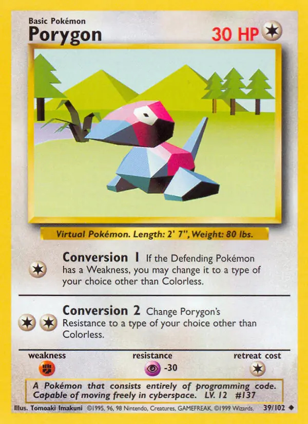Porygon #39 Base Set Unlimited Pokémon card