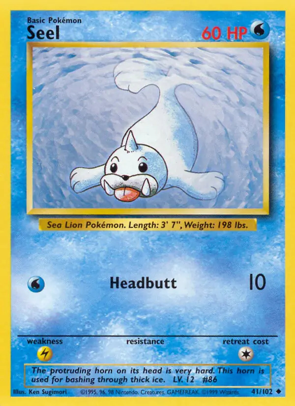 Seel #41 Base Set Unlimited Pokémon card