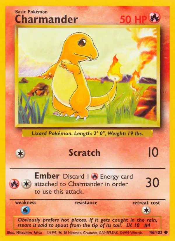Charmander #46 Base Set Unlimited Pokémon card