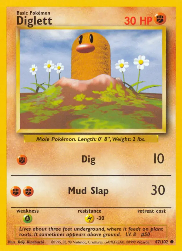 Diglett #47 Base Set Unlimited Pokémon card