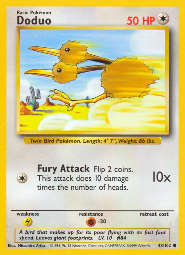 Doduo #48 Base Set Unlimited Pokémon card
