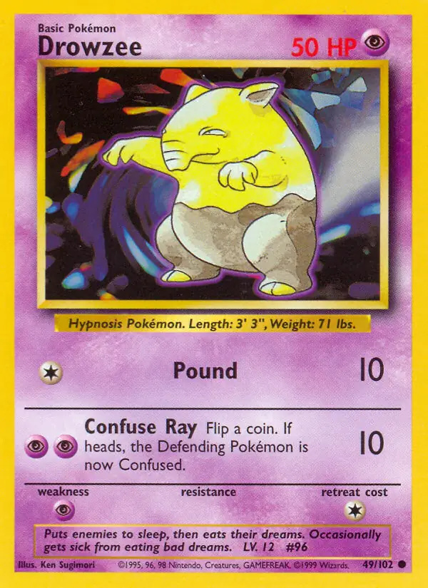 Drowzee #49 Base Set Unlimited Pokémon card