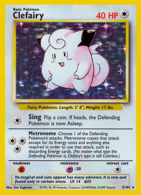 Clefairy #5 Base Set Unlimited Pokémon card