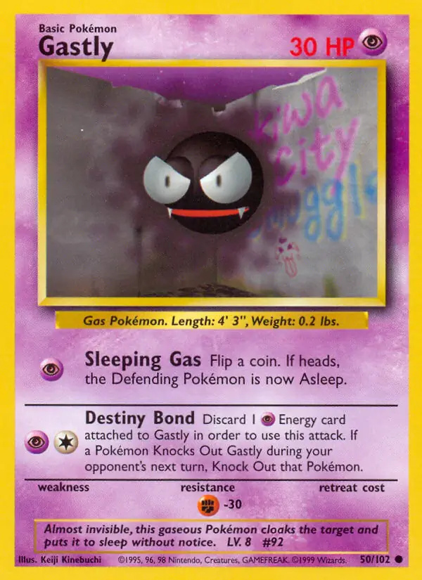 Gastly #50 Base Set Unlimited Pokémon card