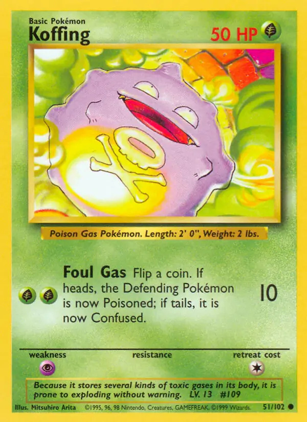 Koffing #51 Base Set Unlimited Pokémon card