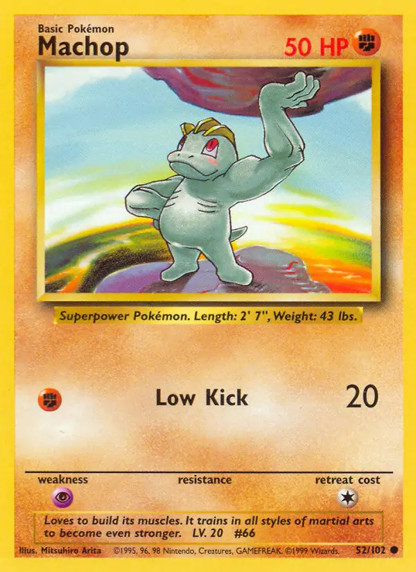 Machop #52 Base Set Unlimited Pokémon card