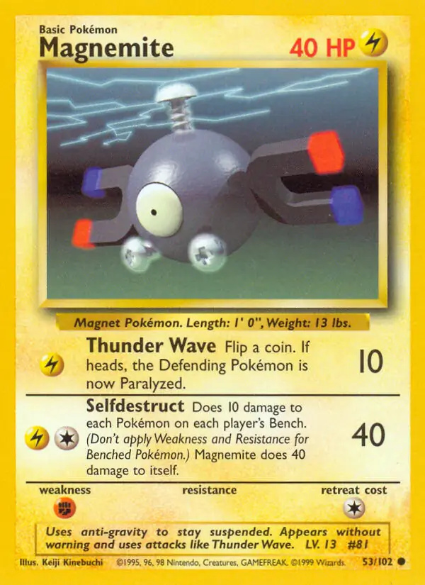 Magnemite #53 Base Set Unlimited Pokémon card