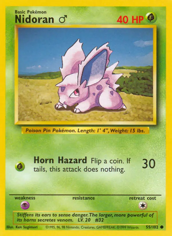 Nidoran♂ #55 Base Set Unlimited Pokémon card
