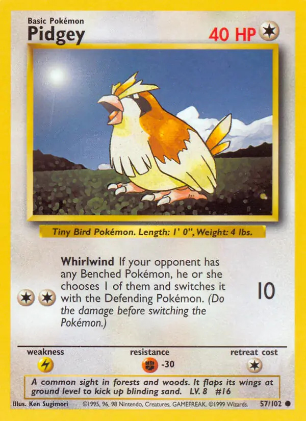 Pidgey #57 Base Set Unlimited Pokémon card